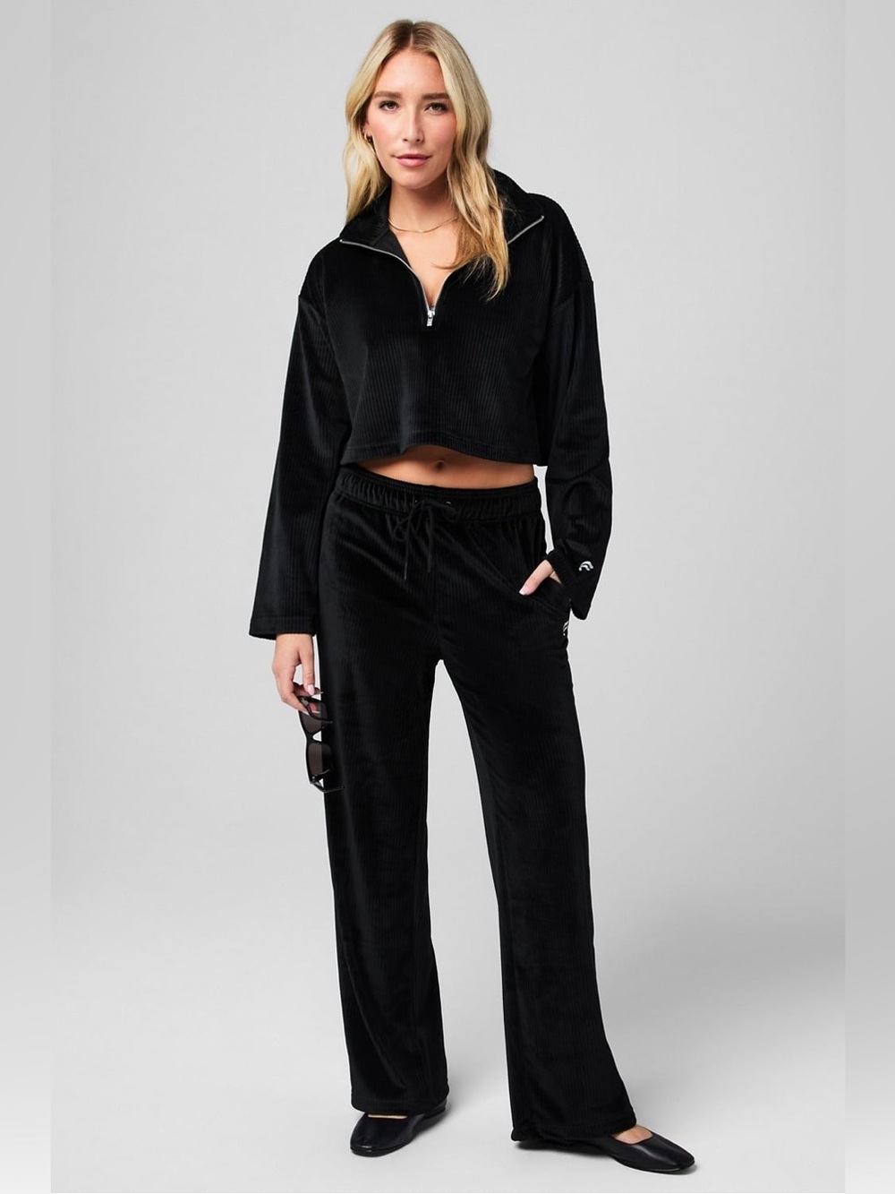 Fabletics Plush Rib Wide Leg Track Pants